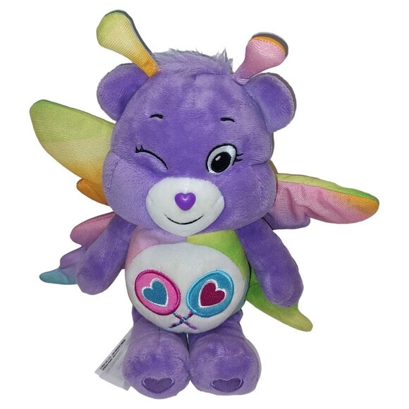 Care Bears Butterfly Plush Kids Toy Purple With Rainbow Wings Gently Loved - Picture 1 of 14